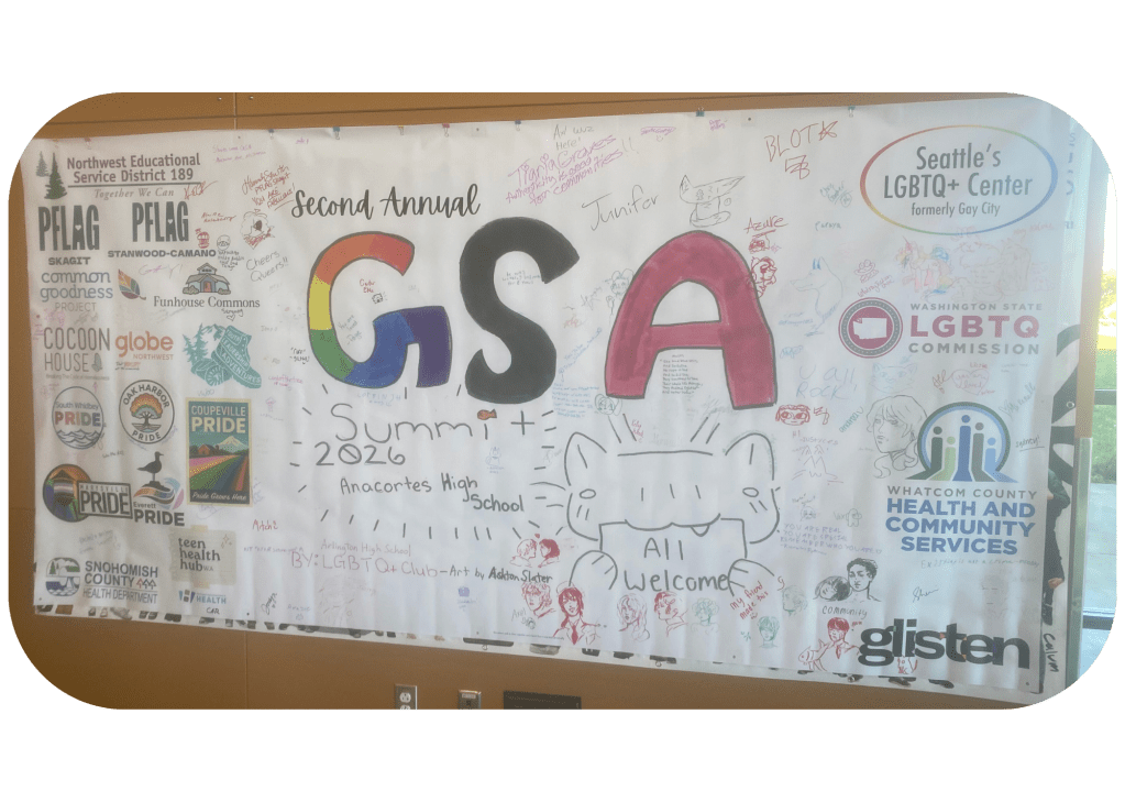image of a banner that says "GSA" with agency logos and student signatures