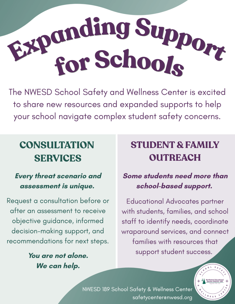 image of a flier with information about consultation and student outreach services