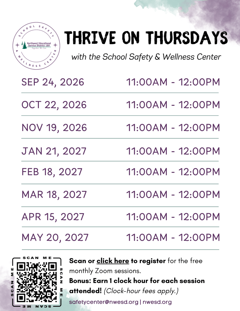 flier with dates for Thrive on Thursdays